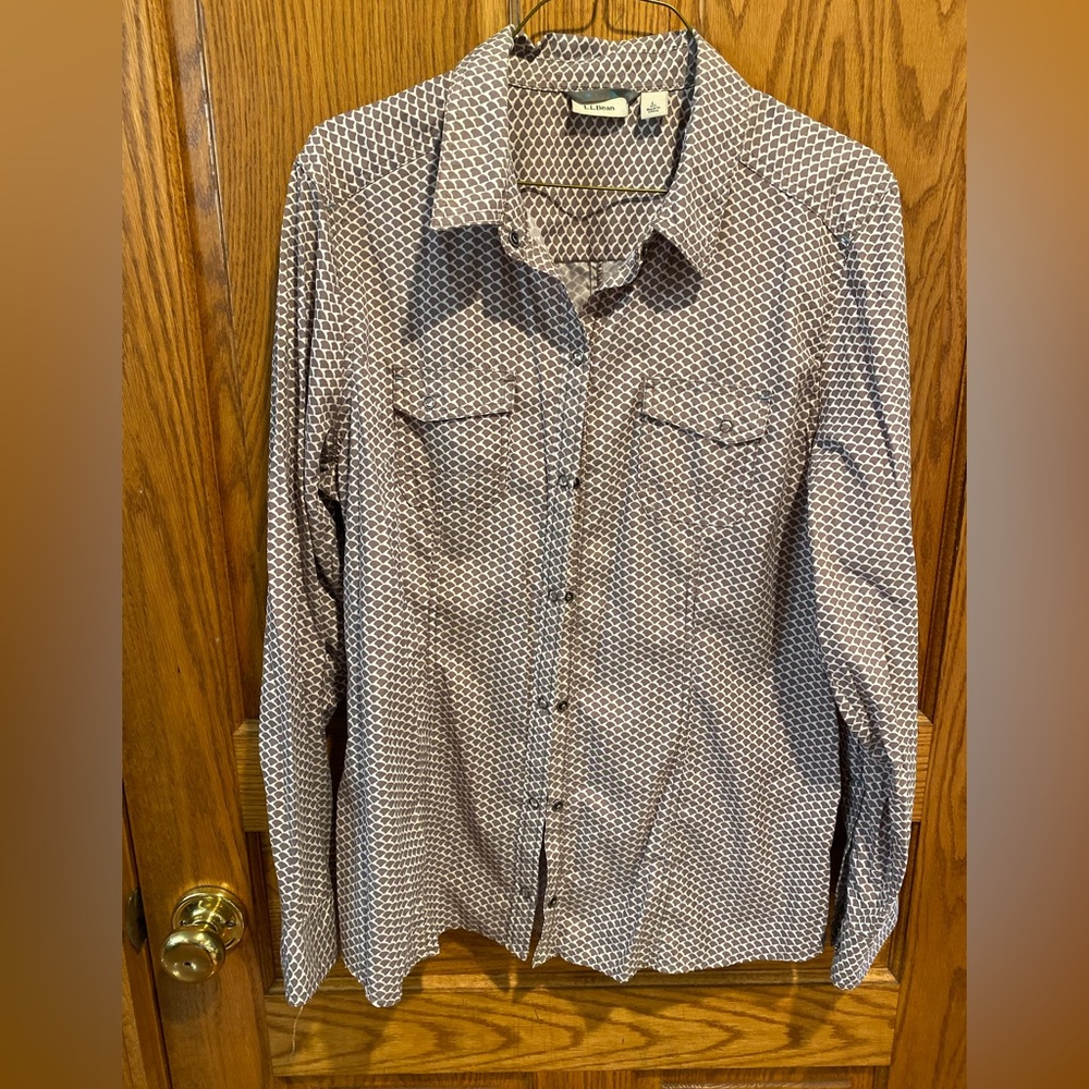 LL Bean Patterned Collared Shirt
